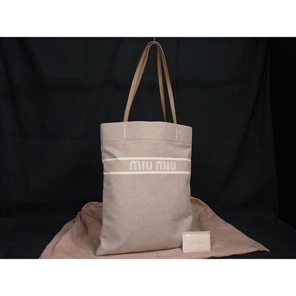 Miu MIu Canvas Leather Tote Bag Shoulder Brown